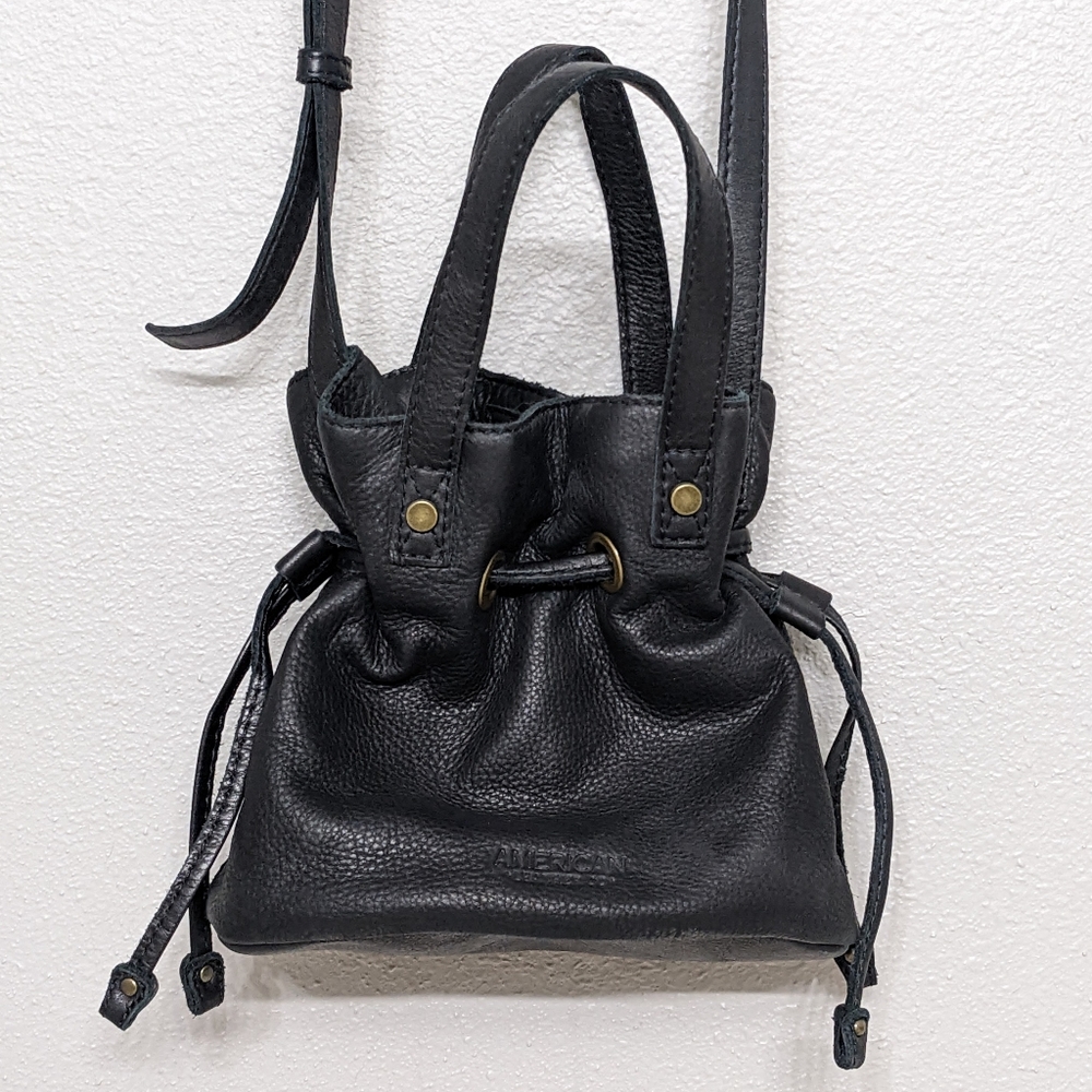 American Leather Co Small Black Crossbody Purse Bag